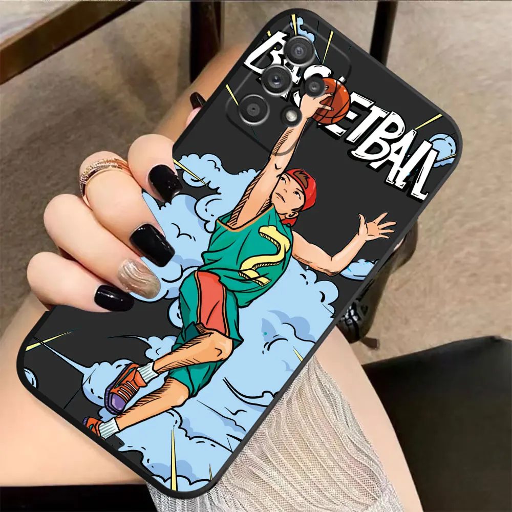 Case For Samsung Galaxy A91 A14 A73 A72 A71 A53 A52 A51 A42 A33 A32 A22 A21S A13 A715F A52S A22S 4G 5G Case Basketball Cartoon