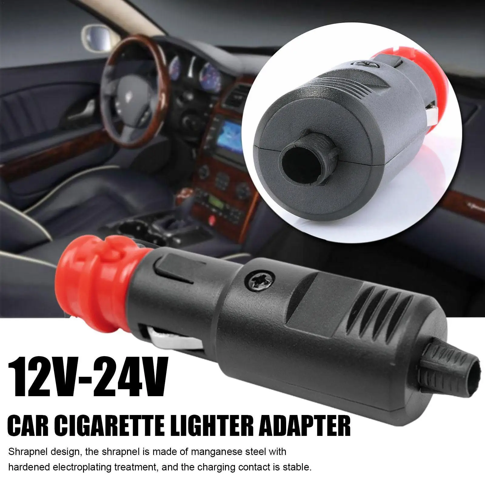 

1PC Universal 12V-24V Car Cigarette Lighter Plug Socket Plug Power Plug Socket Male Adaptor Connection Cigaret F7T0