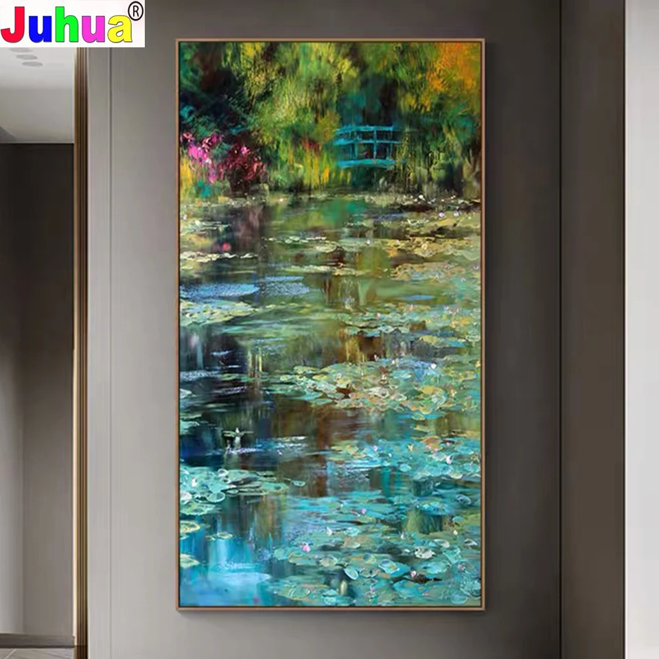 Алмазная вышивка ВОДНЫЕ ЛИЛИИ и Японский мост Клод Моне алмазная живопись сделай