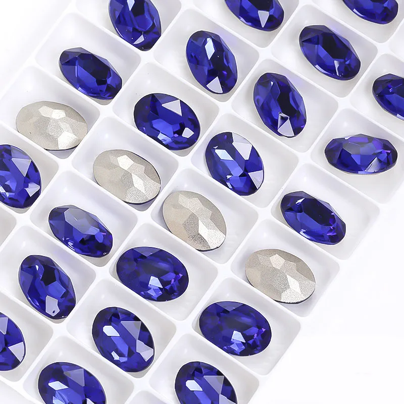 

8*10mm Shining Oval Crystal Pointed Back Fancy Stones Rectangle Glitter Loose Beads Strass Rhinestone For Clothes Shoes DIY Trim