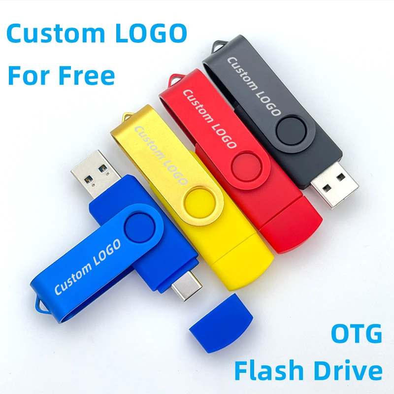 

Флеш-накопитель 2 в 1 с металлическим логотипом на заказ, OTG, 32 ГБ, USB 2,0 и интерфейсом Type-C, 4 ГБ, 8 ГБ, 16 ГБ, 64 ГБ