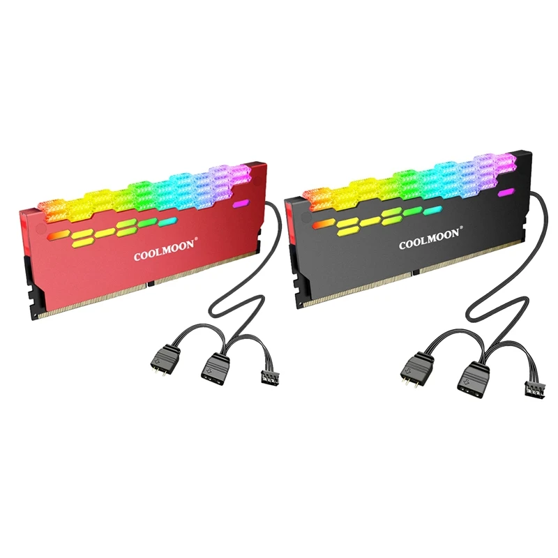

COOLMOON RA-2 Memory Heat Sink, 3Pinx2+4Pinx1 5V Shenguang Sync ARGB Desktop Memory Module Cooling Vest