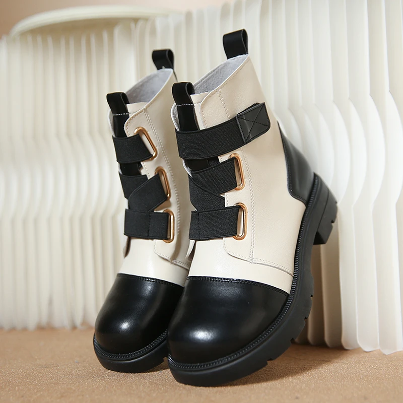 Women's Shoes 2023 Autumn and Winter New Boots Soft Leather Elastic Boots Thick Heel Rear Zipper Thick Bottom Boots