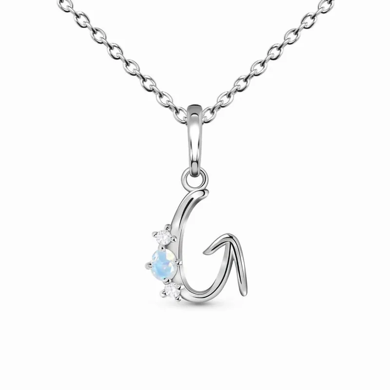 

Hot Selling S925 Sterling Silver Letter G Moonstone Charm Necklace Women's Niche Design Fashion Jewelry