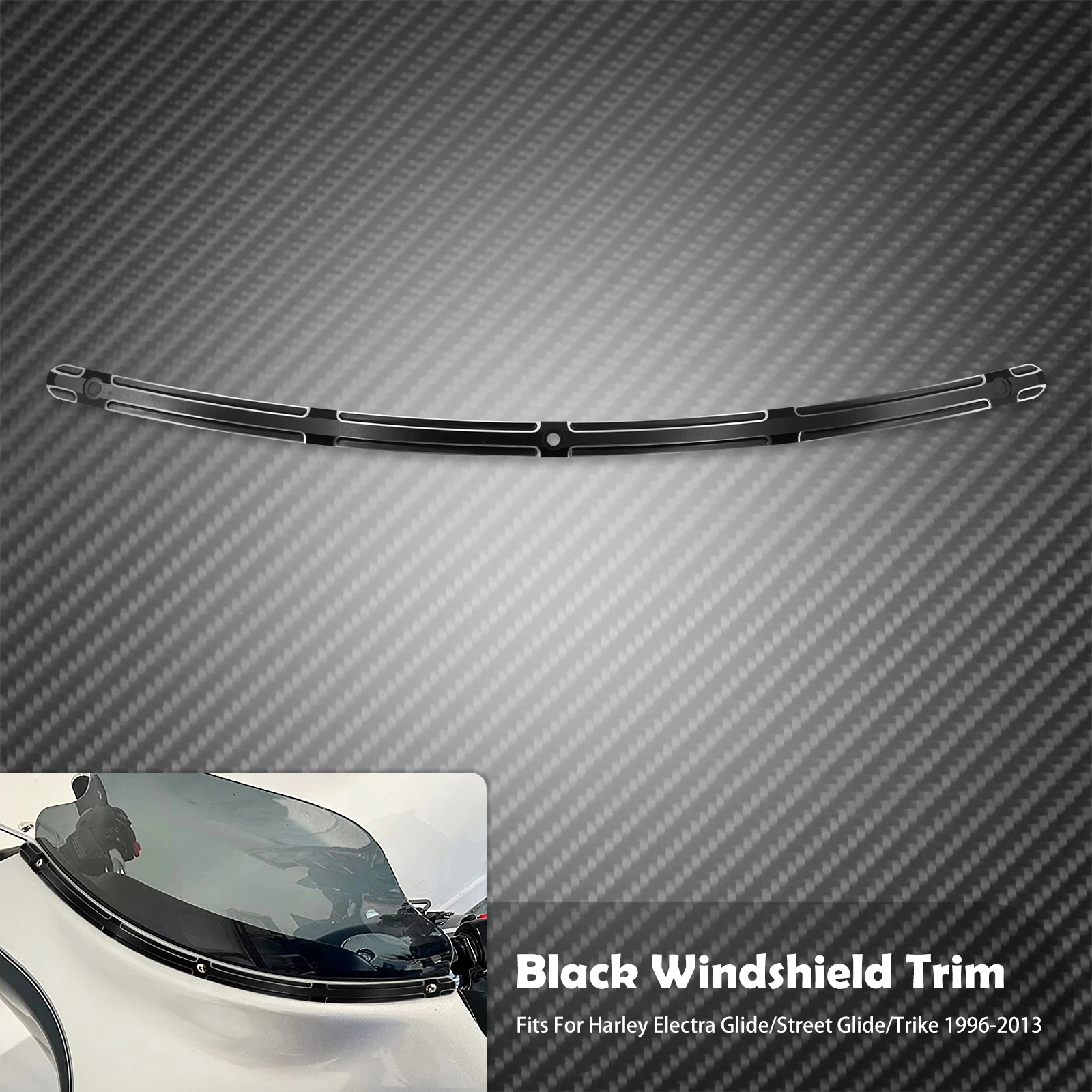 Накладка на лобовое стекло мотоцикла, черные/хромированные аксессуары для ветрового стекла для Harley Touring Electra Glide FLHT Street Glide FLHX CVO 96-13