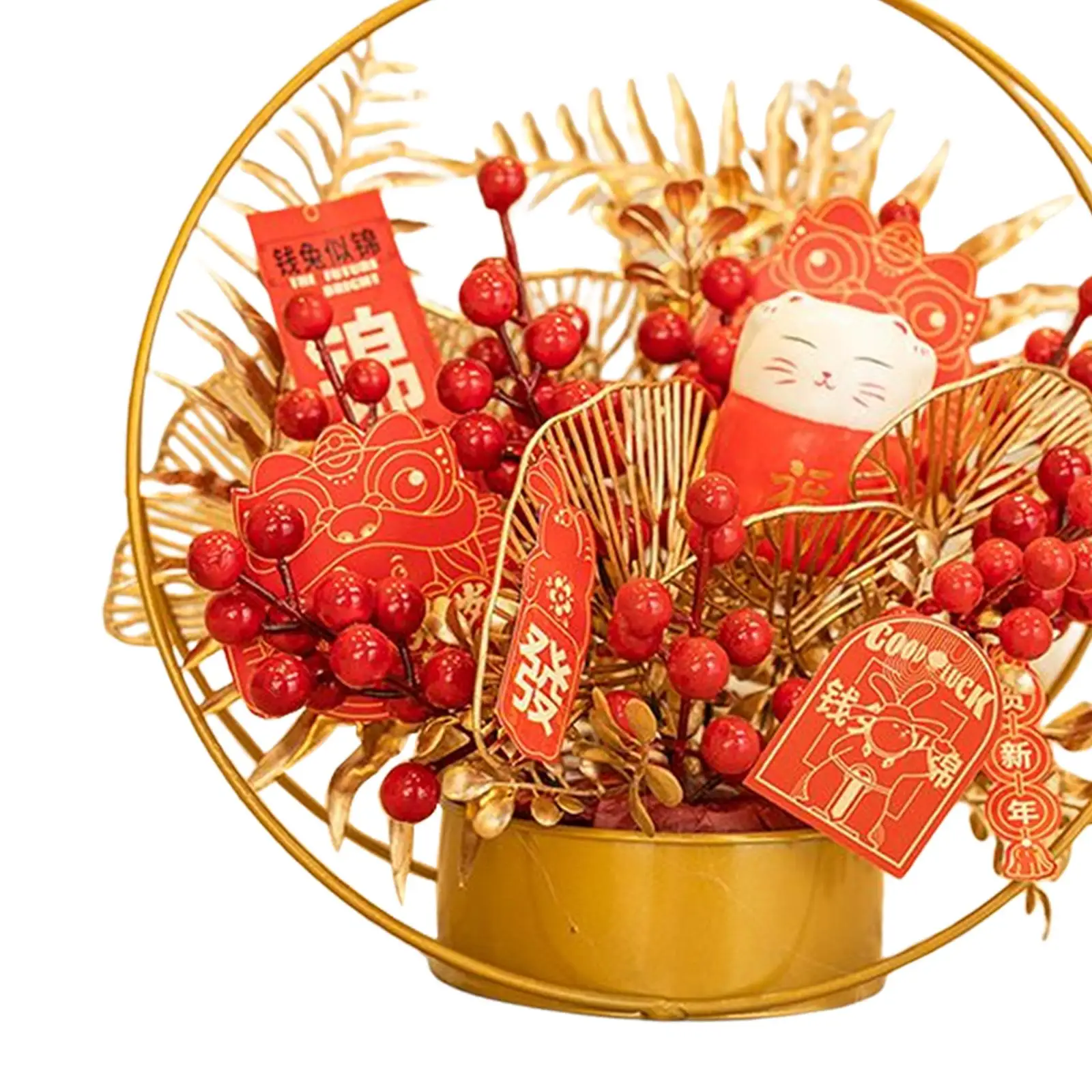 

Chinese Flower Iron Basket Spring Festival Decoration for Decorating Bedrooms, Kitchens Lifelike Durable Lovely and Romantic