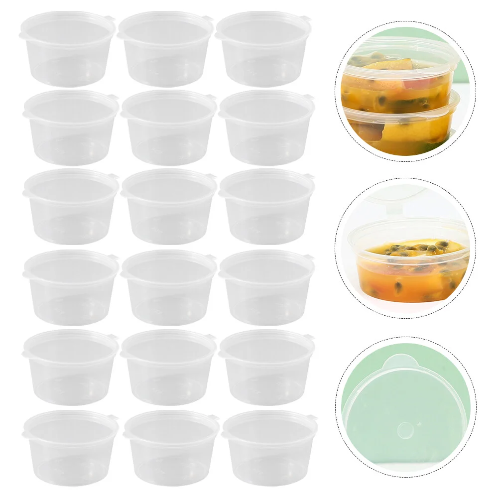 

Box Appetizer Containers Sauce Disposable Cups Condiment To Go Cases Seasoning Small Lids Sealing Plastic Reusable Cupcakes