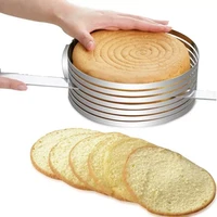 1pc cake cutter slicer stainless steel cakes cutters adjustable round bread cake portioner 6 layers mousse ring mold baking tool