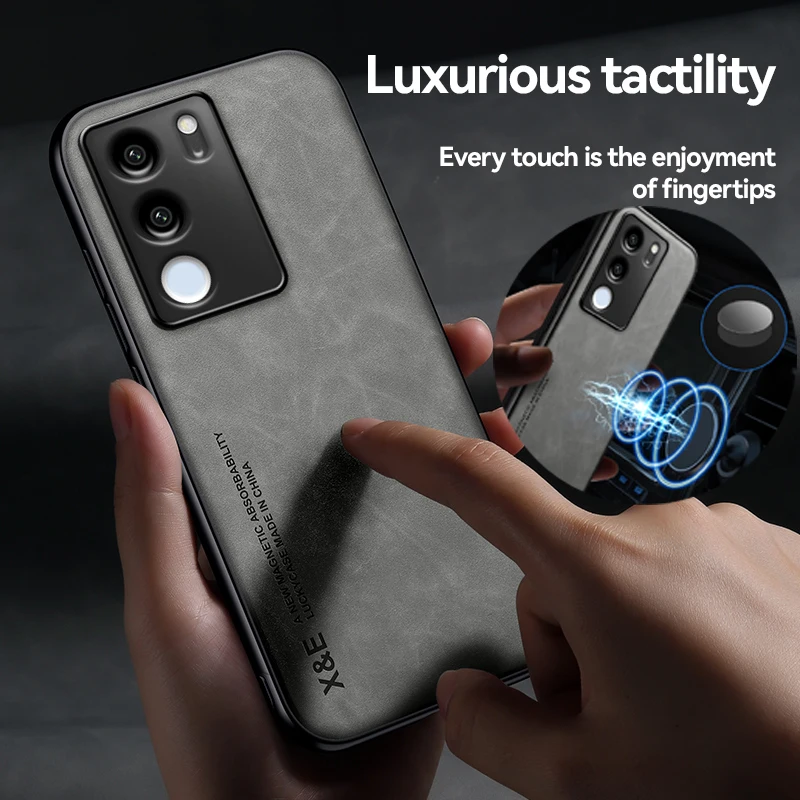 Кожаный чехол для телефона VIVO V30 Pro V29 Lite V27E 5G V40 SE защита объектива металлическая