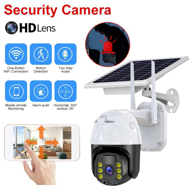 

360 degree night vision waterproof ptz solar wifi camera