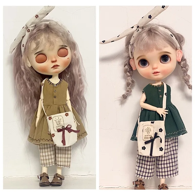 

Blythe Doll Clothing Accessories Ob24 Ob22 1/8 Vintage Casual Embroidered Skirt Plaid Pants 19 Joint Doll Azone Cat Body 30cm Do