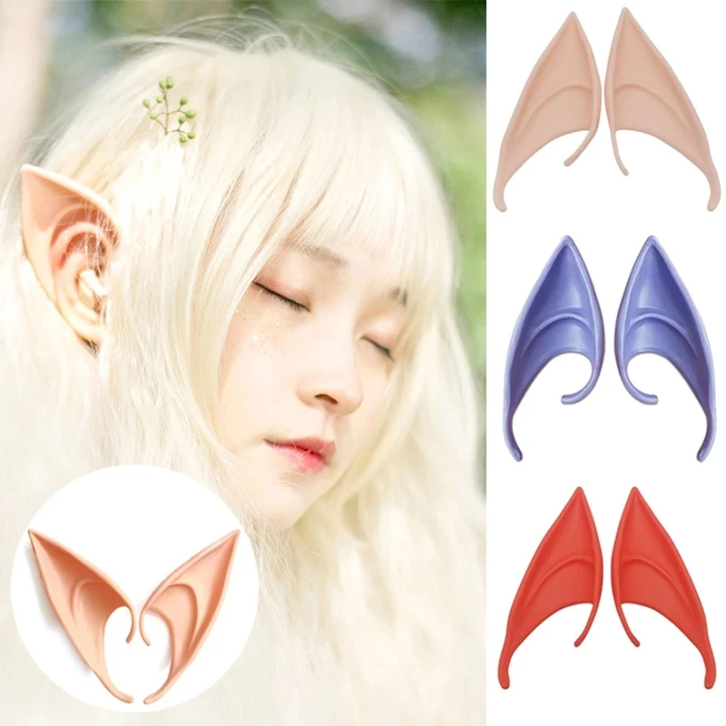 

Cosplay Latex Elf Ears Halloween Fairy Angel Dress Up Costume Tool Soft Pointed Goblin Ears Halloween Party Props