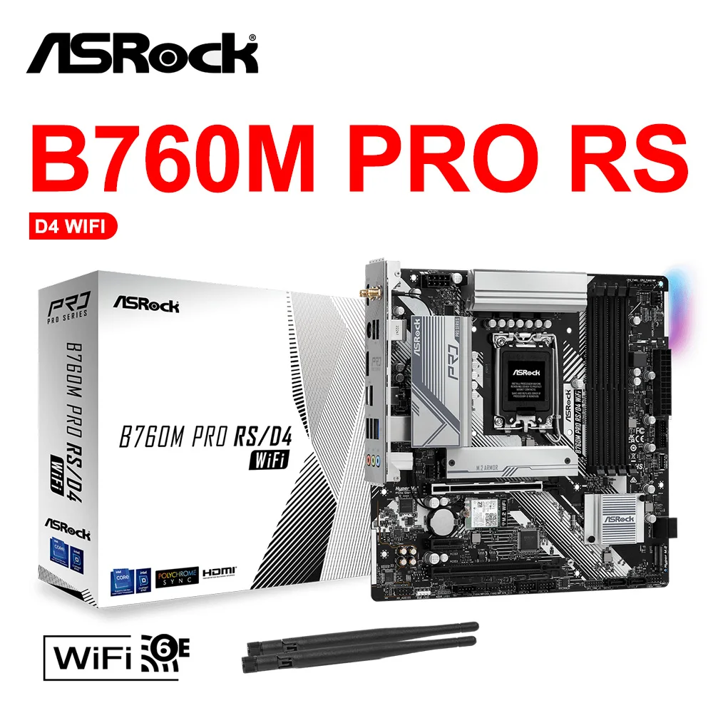ASRock B760M Pro RS WiFi LGA 1700 DDR4 Micro ATX Motherboard Support Intel 13/12th Core i3 i5 i7 i9 CPU Desktop New Mainboard