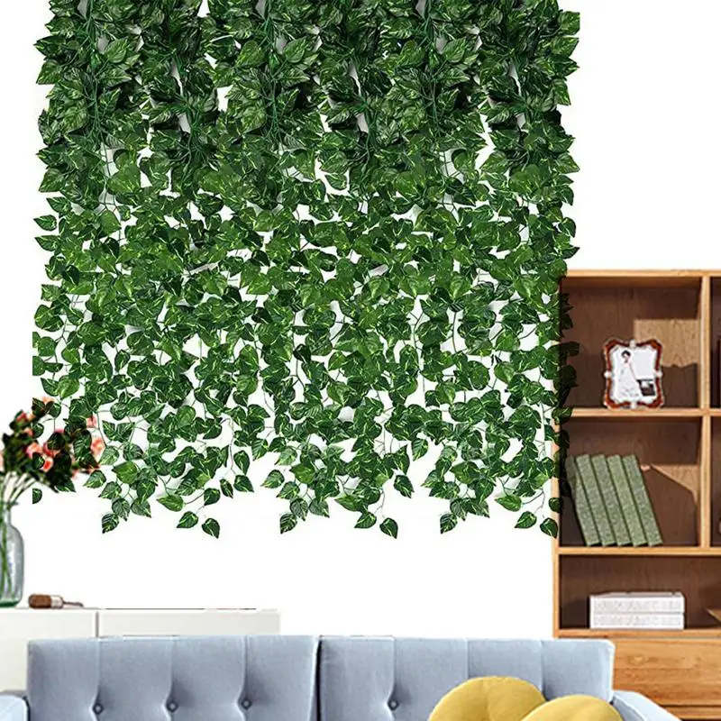 

Artificial Plant Vines Artificial Ivy Hedge Green Leaf Fence Plants Decoration DIY Hanging Garland Rattan Foliage Fake Leaves