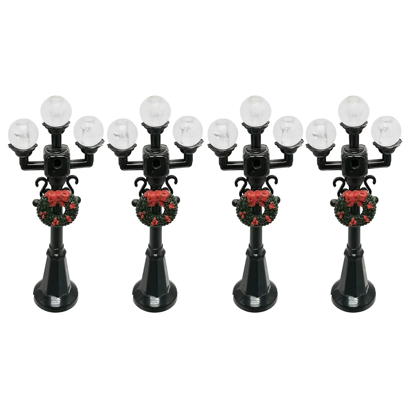 

Miniature Christmas Street Lamp Post Park Bench Mini Street Light Model Dollhouse Xmas Village Garden Accessories
