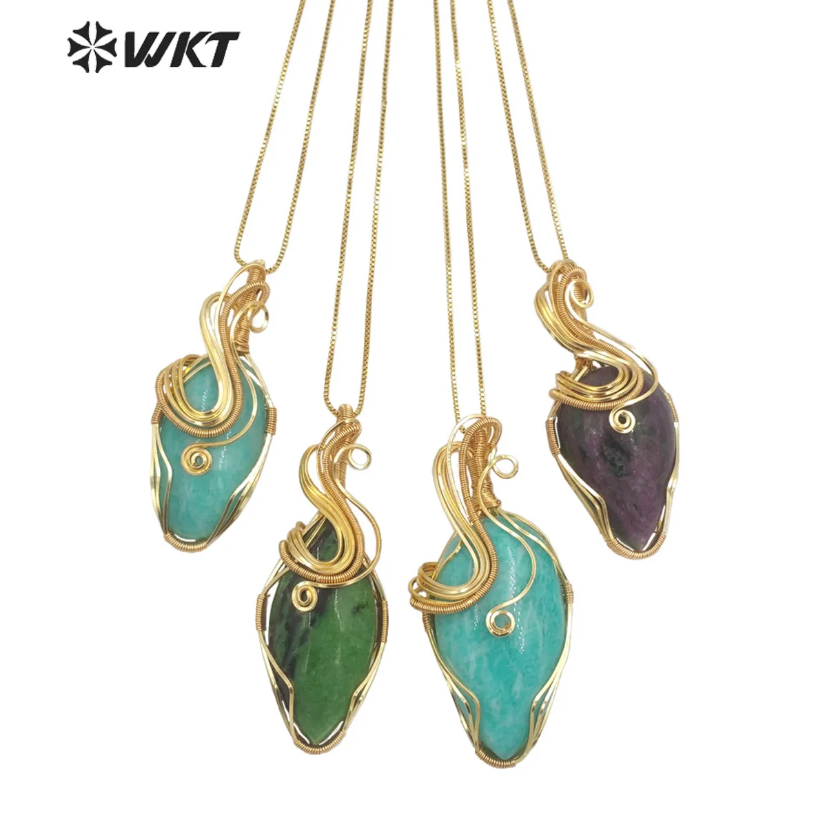 

WT-N1451 WKT 2023 Attractive Style Amazonite Necklace18k Round Shape Necklace Fashion Ruby Zoisite Gift New SALE