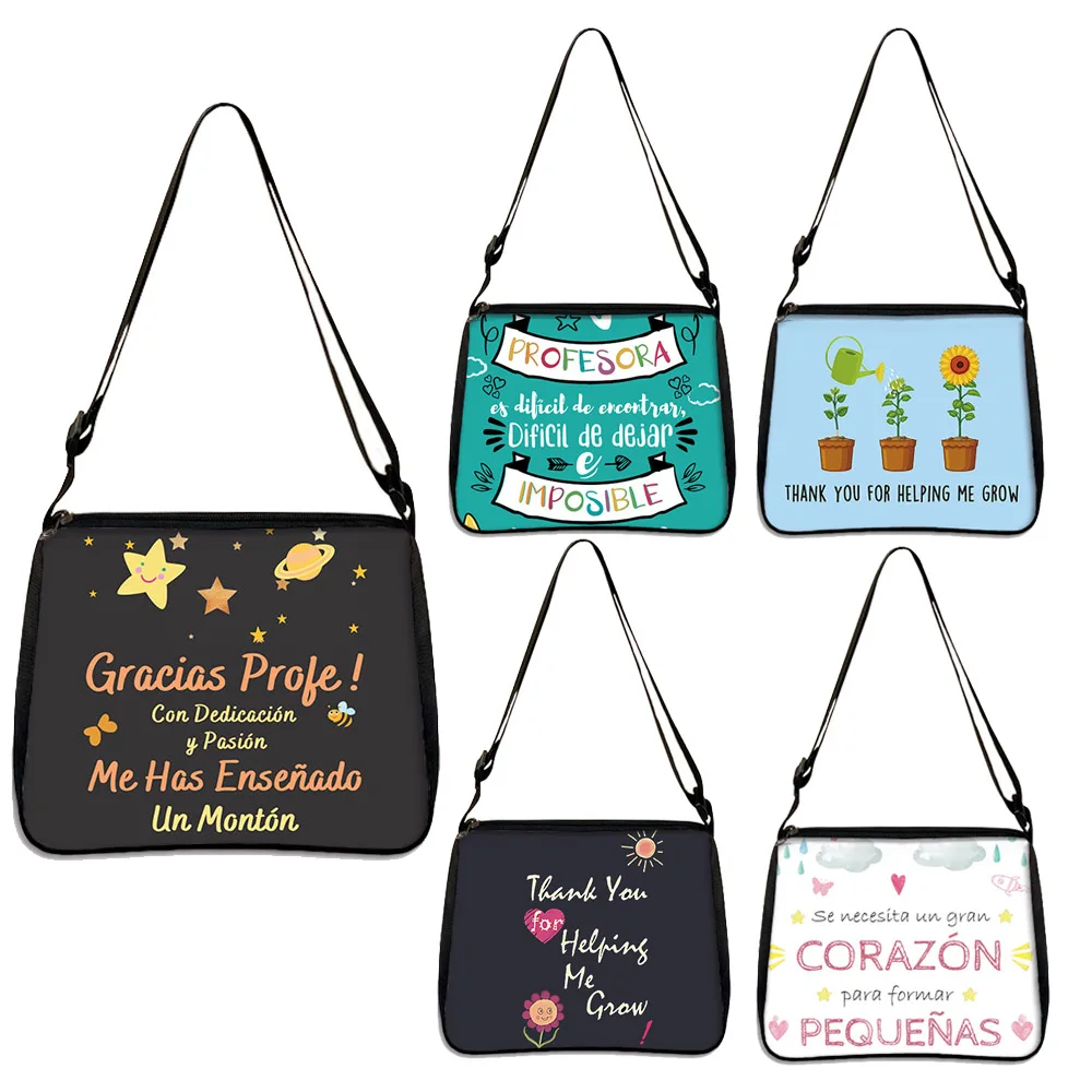 

Gracias Maestra /Merci Maitresse Print Handbag Girl Shoulder Bags Casual Women Messenger Bag Teacher's Day Graduation Gift