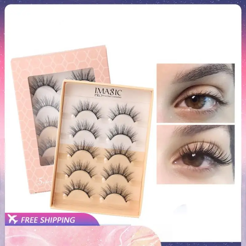 

5 Pairs Self-Adhesive False Eyelashes 3D Natural Thick Simulation Reusable Fan Eyelashes Hand Made Eyelash Extension Lengthening