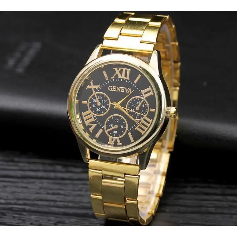 Женевские римские часы с тремя глазами мужские и женские со стальным ремешком