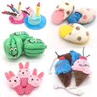 plush rabbit cake dog chew squeaky toy bite resistant pet cleaning teeth sounding dolls puppy interactive training fleece toy
