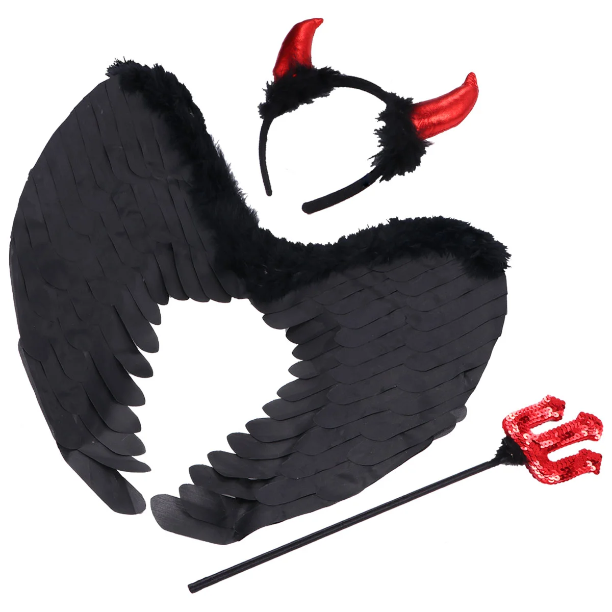 

Devilhalloween Wing Costume Decor Angel Headband Kids Prop Cosplay Horns Black Children Pitchforkhornaccessories Red Set Game