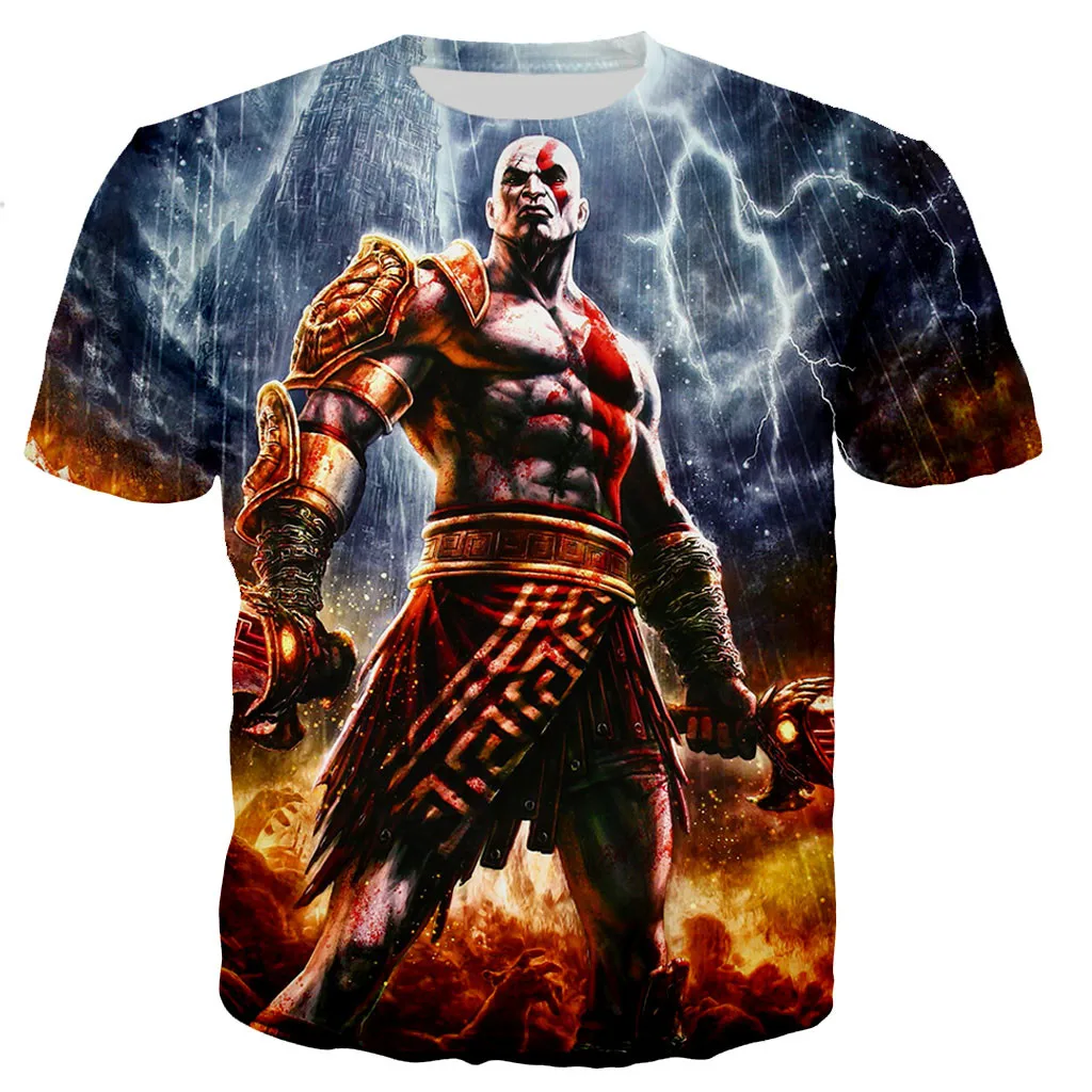 

Хит продаж 2022, подарочные футболки в стиле бойфренда из игры God of War 3D, летняя модная дышащая универсальная Удобная футболка в стиле панк-рок ...