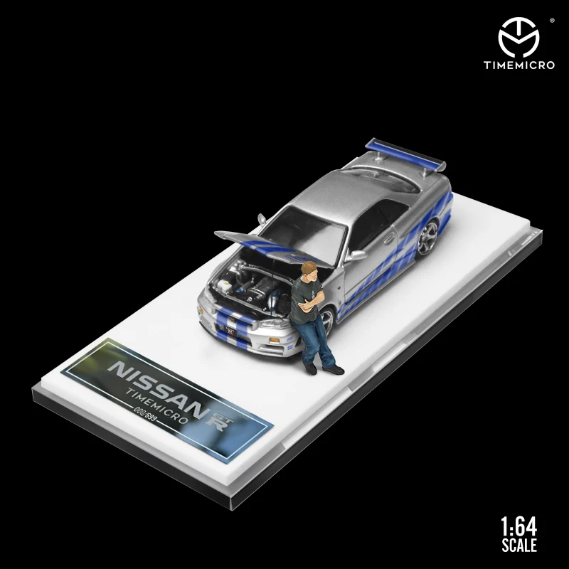 

TIME MICRO 1:64 Nissan Gtr34 open cover limited Luxury edition Fast Furious Model Car
