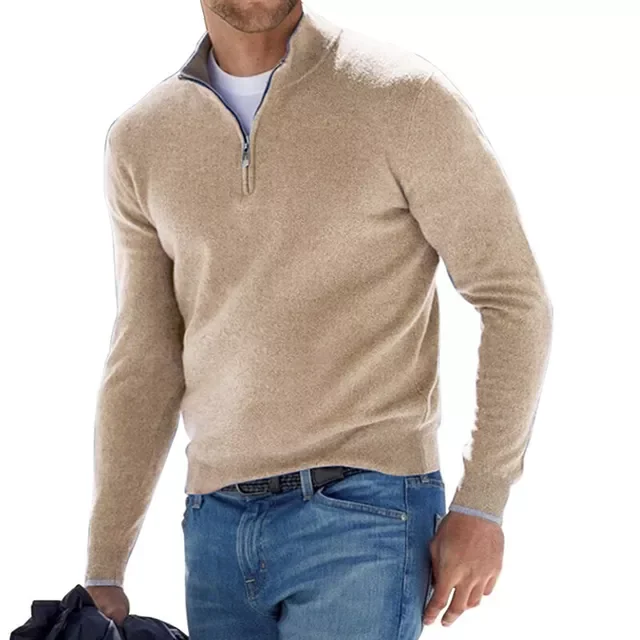 

2022NEW Men 2022 New Spring Autumn Jacquard Men's Hoodies Zipper Solid V-neck Pullover Slim Casual Business Male Sweatshirt