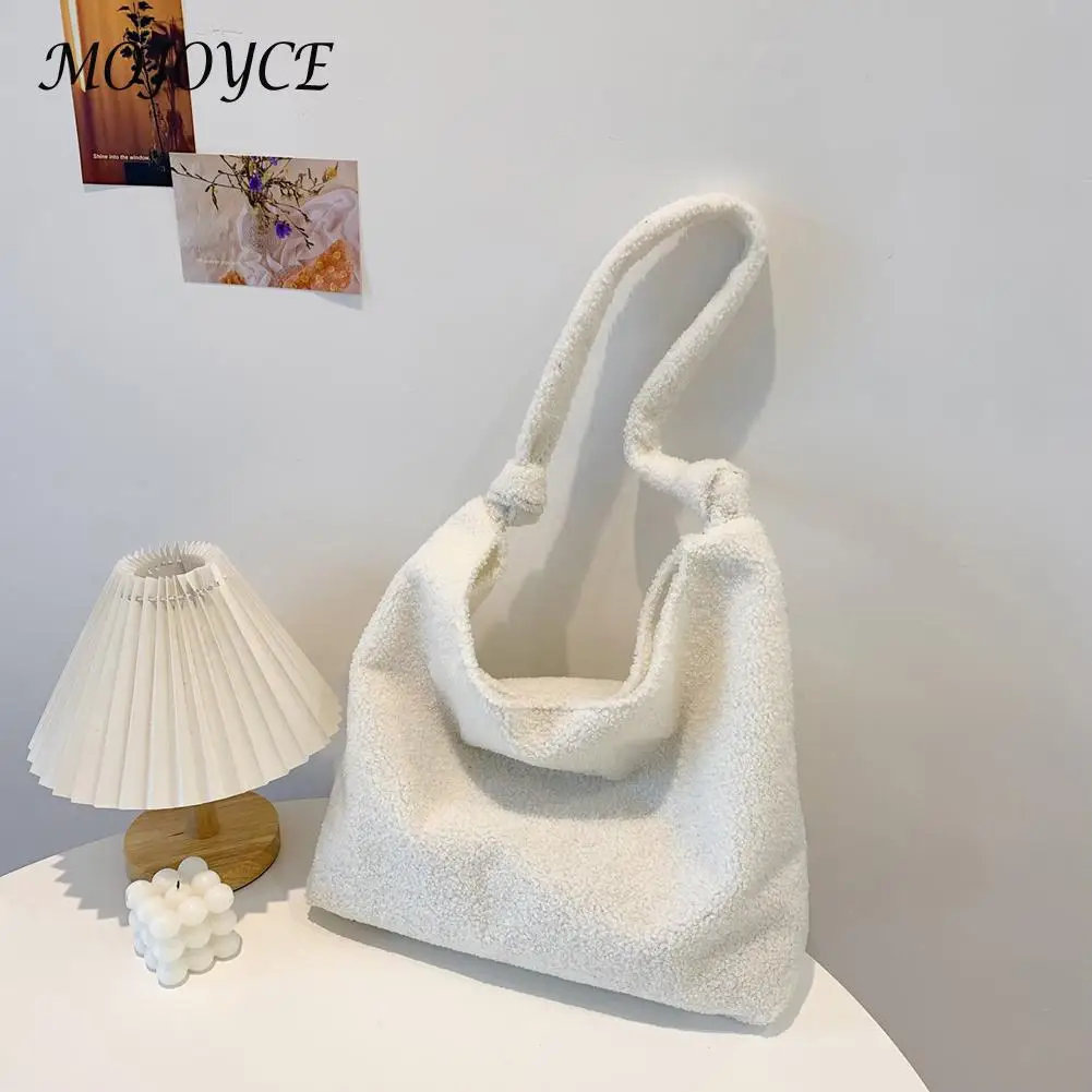 

Women Shoulder Bags Fluffy Women Autumn Winter Leopard Cow Printing Large Tote Plush Underarm Bag for Daily Travel