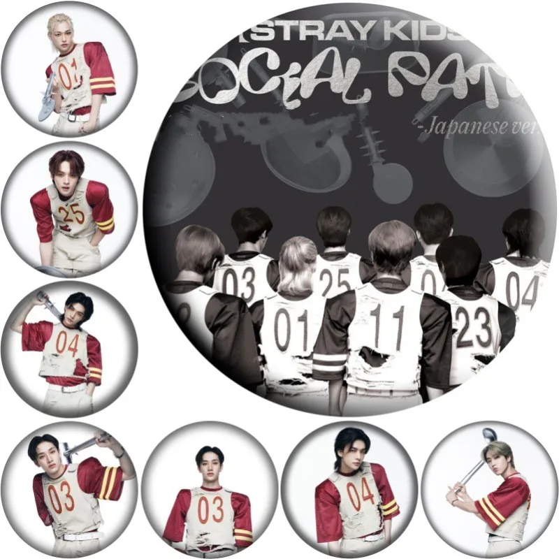 

1Pcs NEW Kpop Stray Kids Social Path Album Photo HD Prints Badge Pins Bang Chan Felix Bag Cute Accessories Fans Collection Gift