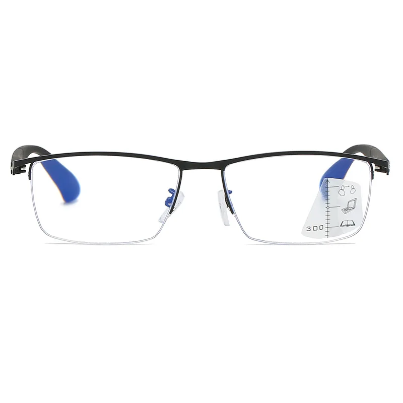 Легкие мужские очки для чтения в полуоправе с синей блокировкой прогрессивные
