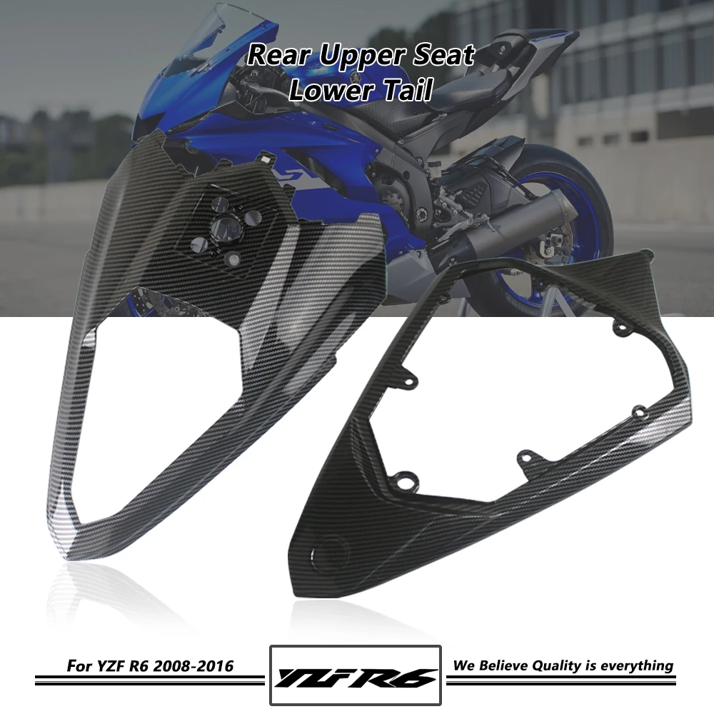 

For Yamaha YZF R6 YZFR6 2008-2016 ABS Carbon Fiber Finish Rear Upper Seat Lower Tail Cowling Fairing Cowl Guard Panel