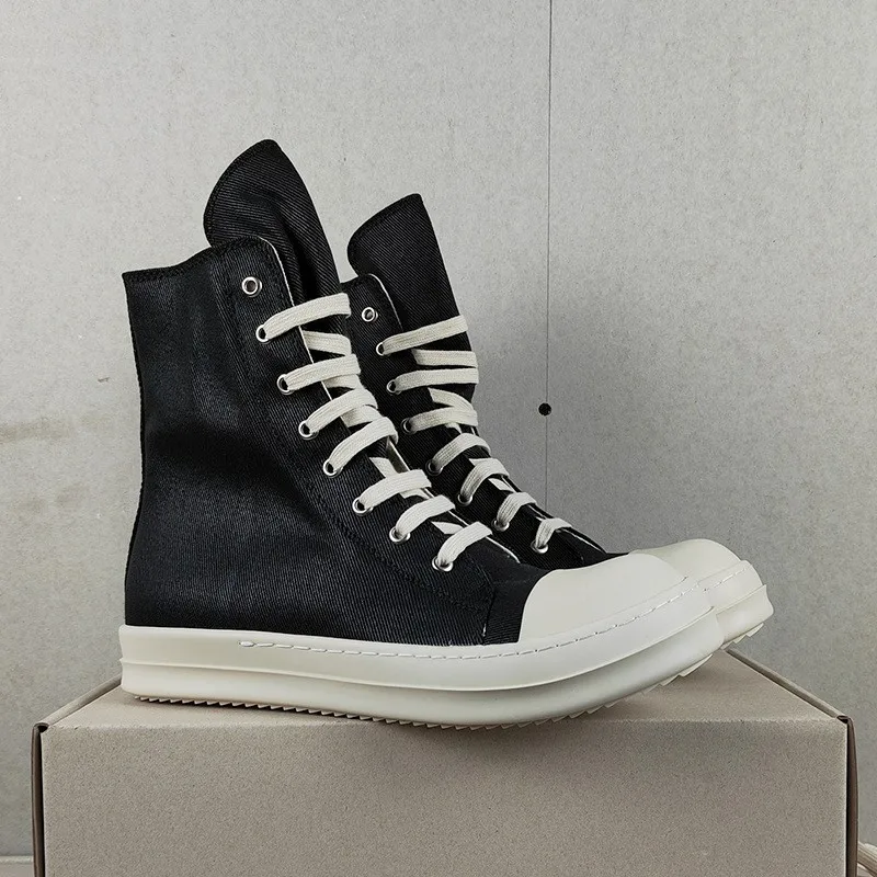 

Кроссовки Rick Original Owens женские, повседневная холщовая обувь, роскошные кроссовки для тренировок, на шнуровке, высокие осенние черные ботинки ...