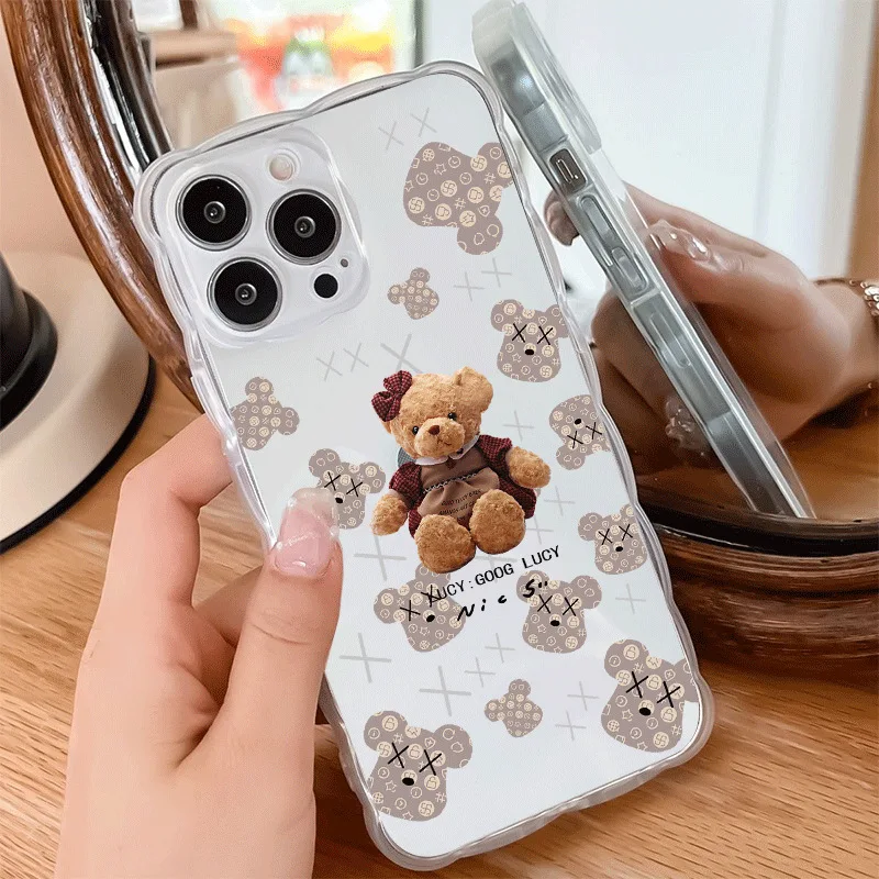 

TFINE Fashion Teddy Bear case suitable for iPhone 14 Phone Case Iphone12pro 13pro Personality 11 Wave 13 Shell cover