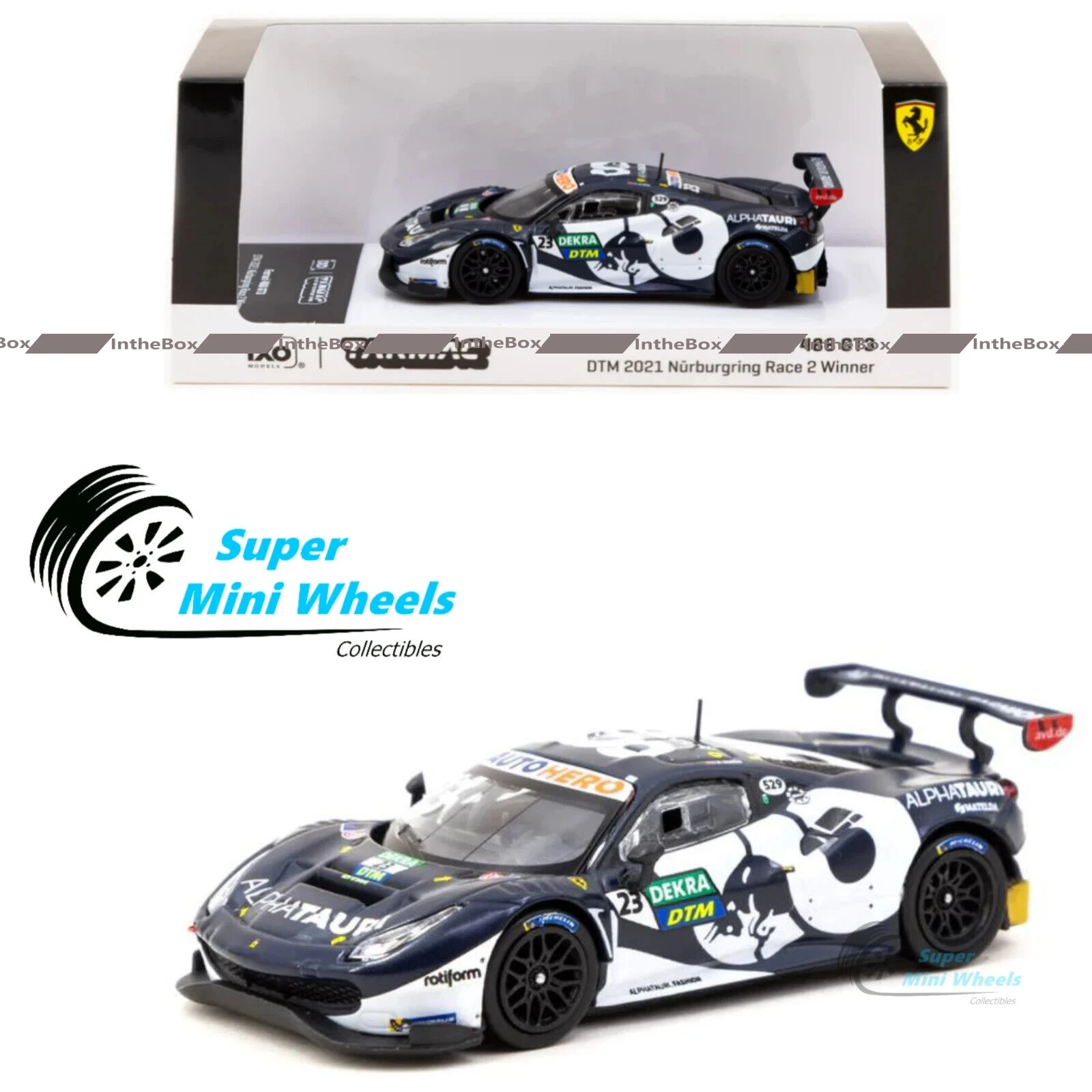 

Модель автомобиля Tarmac Works x iXO 1:64 488 GT3 DTM 2021 nюрбургрин #23, коллекционная гоночная модель, лимитированная коллекция, хобби-игрушки