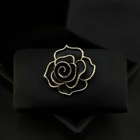 upscale retro black camellia brooch women suit accessories flower pin fixed clothes sweater stylish corsage pins jewelry gfits
