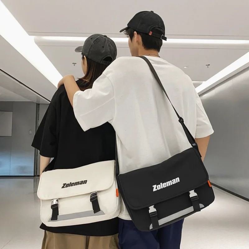 

Solid Letters Nylon Messenger Bag Lovers Leisure Trend Messenger Bag 2023 New Korean Version Neutral Large Capacity Shoulder Bag