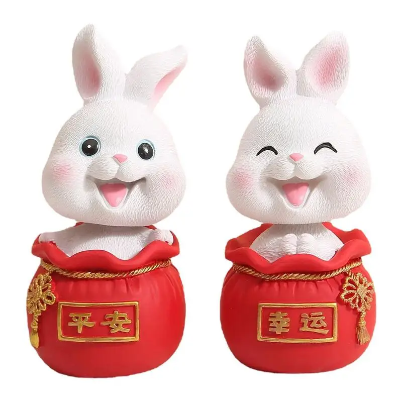 

Новогоднее украшение для автомобиля, миниатюрное украшение для стола в виде кролика, милый кролик из смолы, украшение для торта, 2023, рождественский подарок, Фигурка кролика