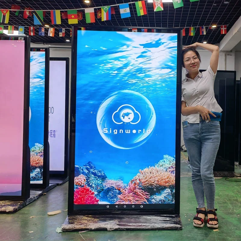 

55 inch indoor touch screen lcd outdoor advertising totem kiosk CMS software led display digital signage and displays