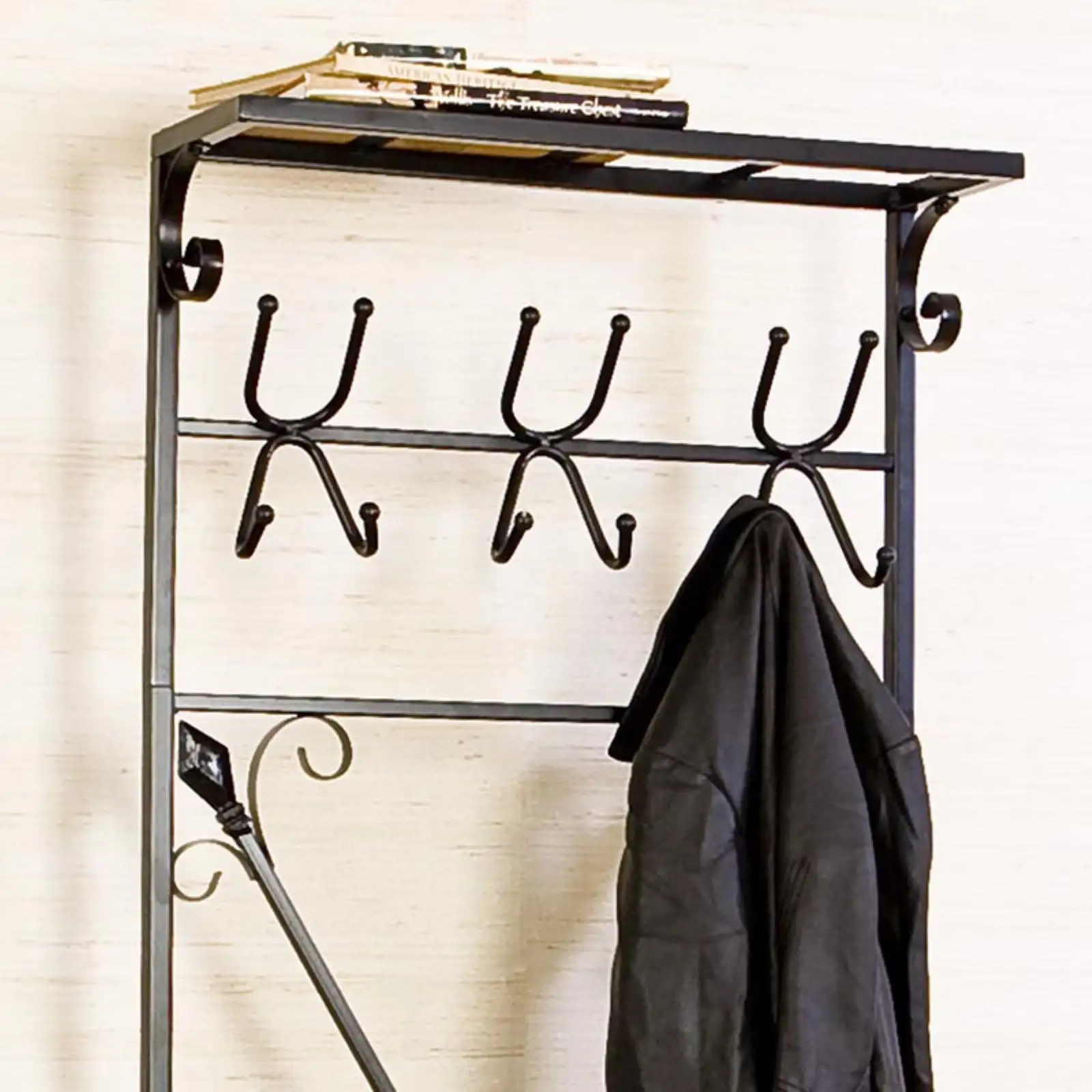 

Entryway Storage Rack / Bench Seat-Material:Metal,Size:24"W x 18"L x 72.5"H