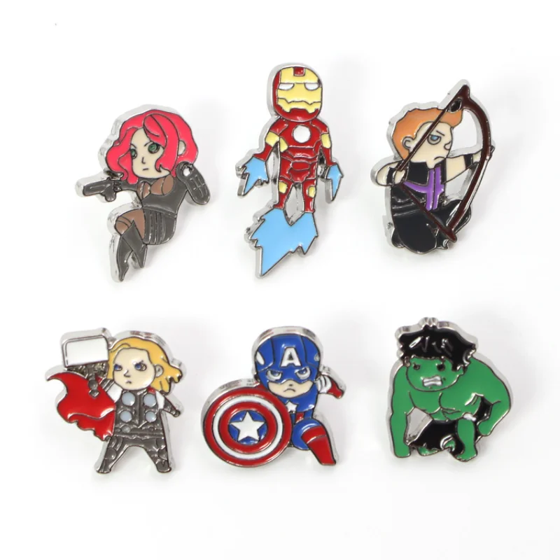 

Disney Avengers Brooch Pin Thor's Hammer Captain America Shield Metal Badge Lapel Pins Trendy Clothing Accessories Bag Jewelry