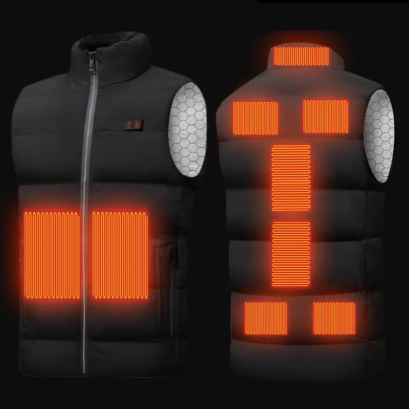 

9 Places Heated Vest Men Usb Heated Vest Thickened Couples Outdoor Sports Intellig Thermal Hunting Winter Heating Men's Jacket