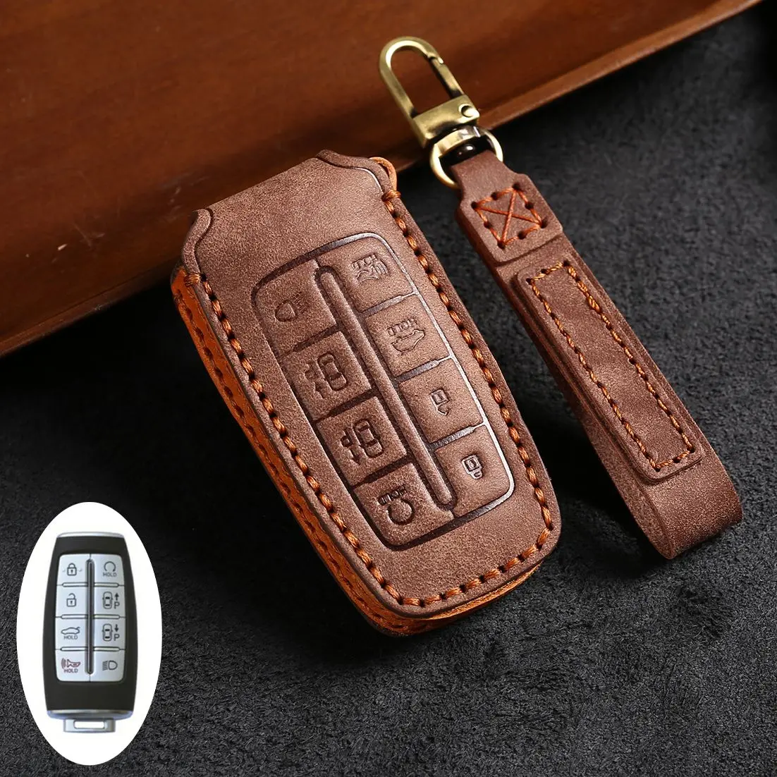 

4/6/8 Bottons Leather Car Key Case Key Cover Shell Bag Accessories for Hyundai Genesis Coupe G70 G80 G90 EQ900 GV80 GV70 GV60 BH