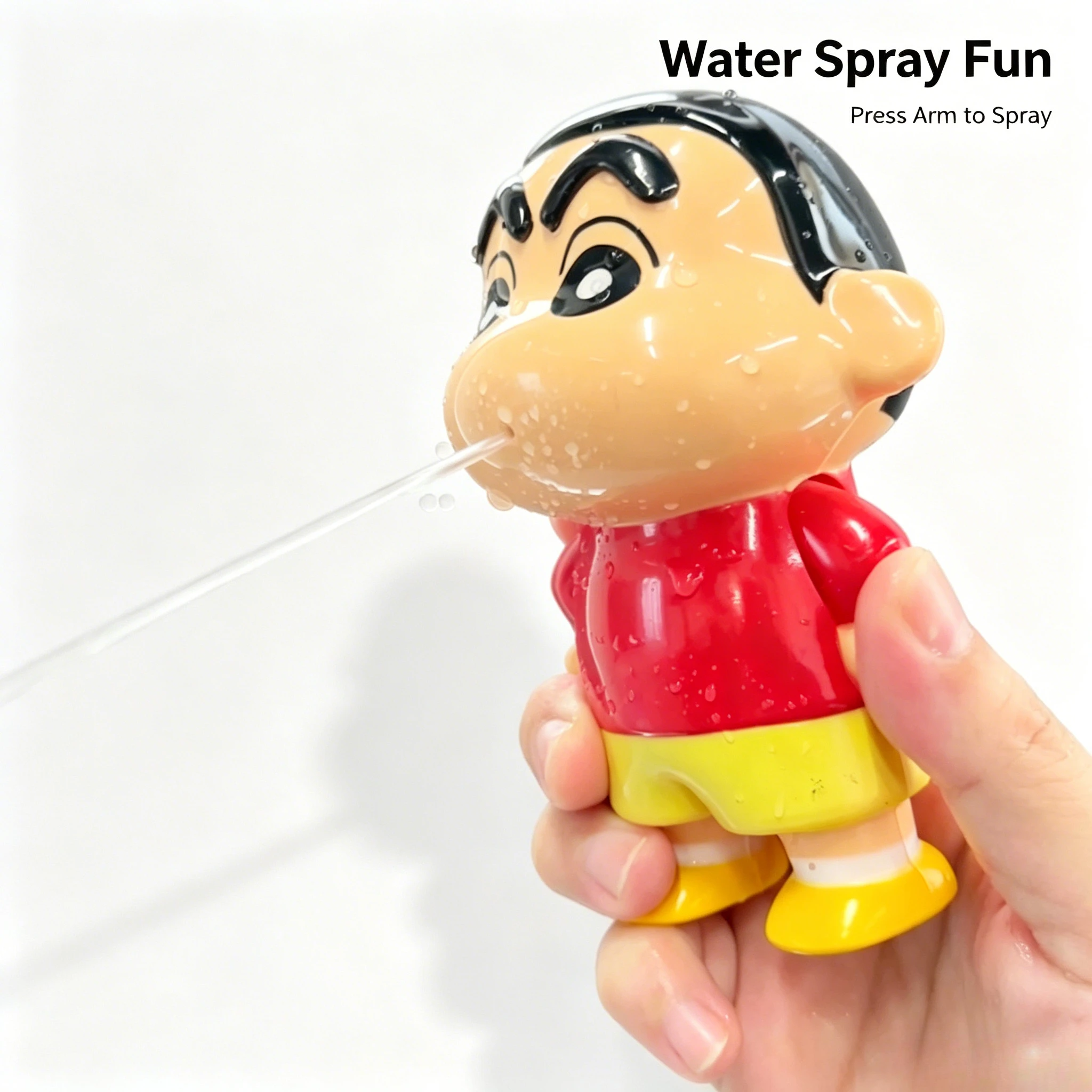 Фото Водный пистолет Crayon Shin-chan: Детская игрушка для распыления воды, нажимной, со звуком, мультяшный, для девочек и мальчиков, для малышей, для водных битв №1