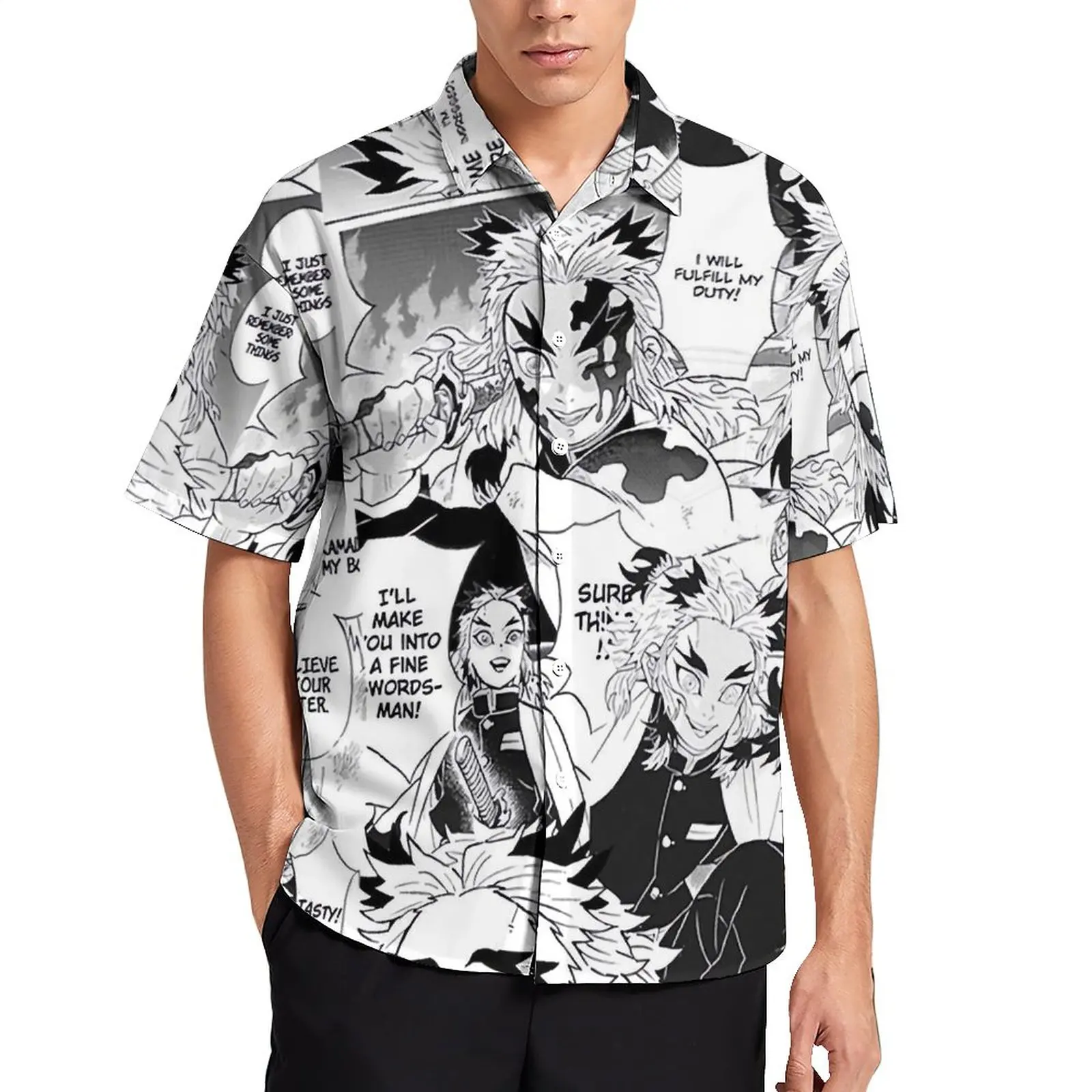 

Пляжная рубашка Rengoku с рассеканием демонов, забавные Гавайские повседневные рубашки с аниме, мужские новые блузки с коротким рукавом, индивидуальная одежда