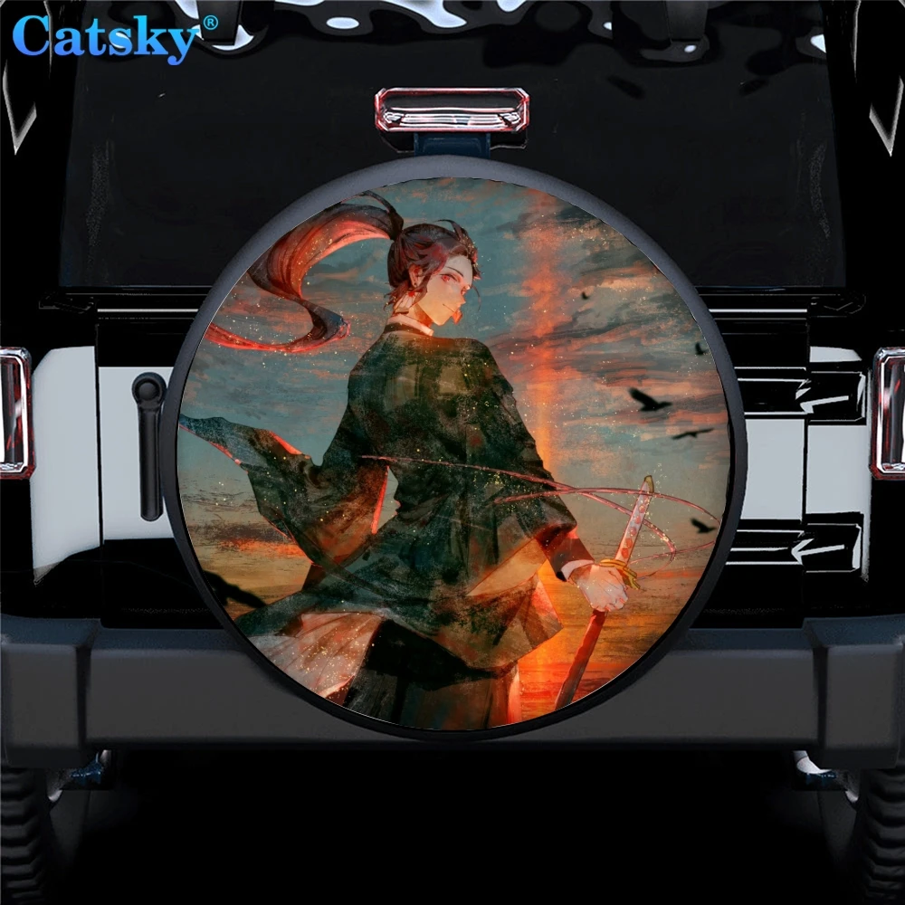 

Ghost Killing Blade,Demon Slayer,Comic,Tire Cover, Stay Wild Moon Child, Car Tire Cover Road Trip Accessories