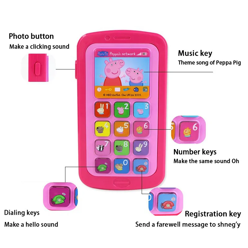 Свинка Пеппа искусственная планшетофон для раннего развития детей игрушка в