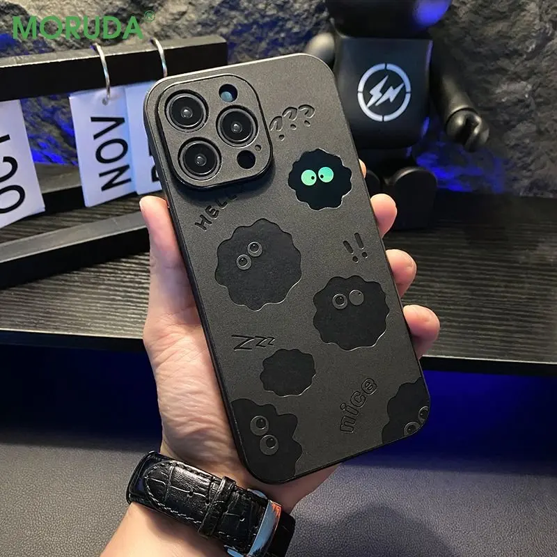

ins Little Monster Leather Phone Case for iPhone 14 13 12 11 Pro Max 7 8 Plus Xr X Xs Max Colorful Laser Shockproof Bumper Cover