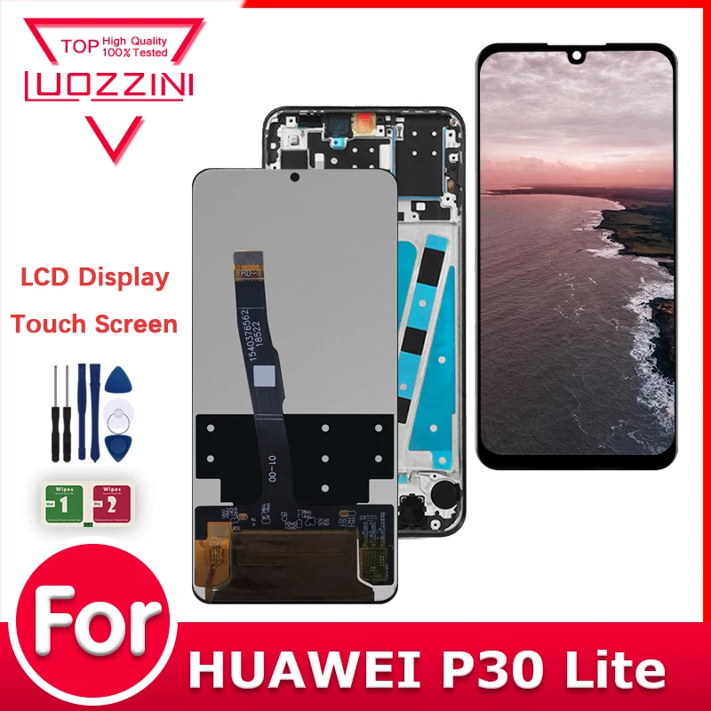 Фото Протестированный IPS ЖК-дисплей для HUAWEI P30 Lite Nova 4E ЖК-дисплей с цифровым преобразователем сенсорного экрана в сборе для Huawei MAR-LX1 LX2 AL01 ЖК-дисплей №1