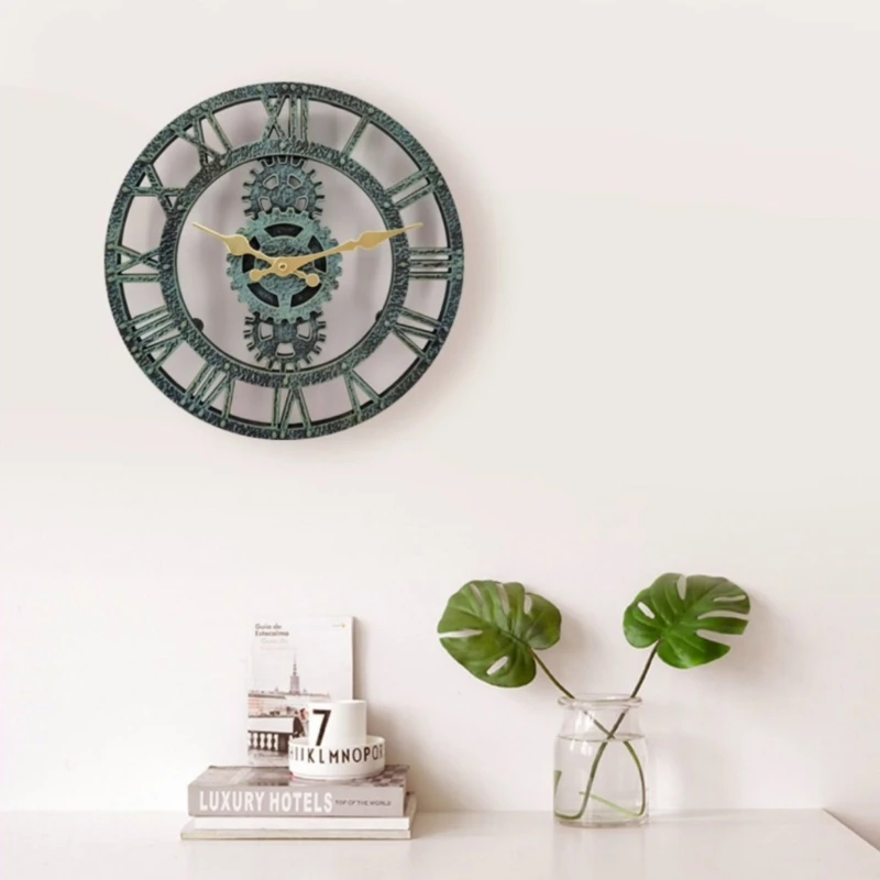 

Waterproof Gear Wall Clock Resin Clocks Ornament Art Crafts Accessory for Indoor Outdoor Garden Yard Decoration